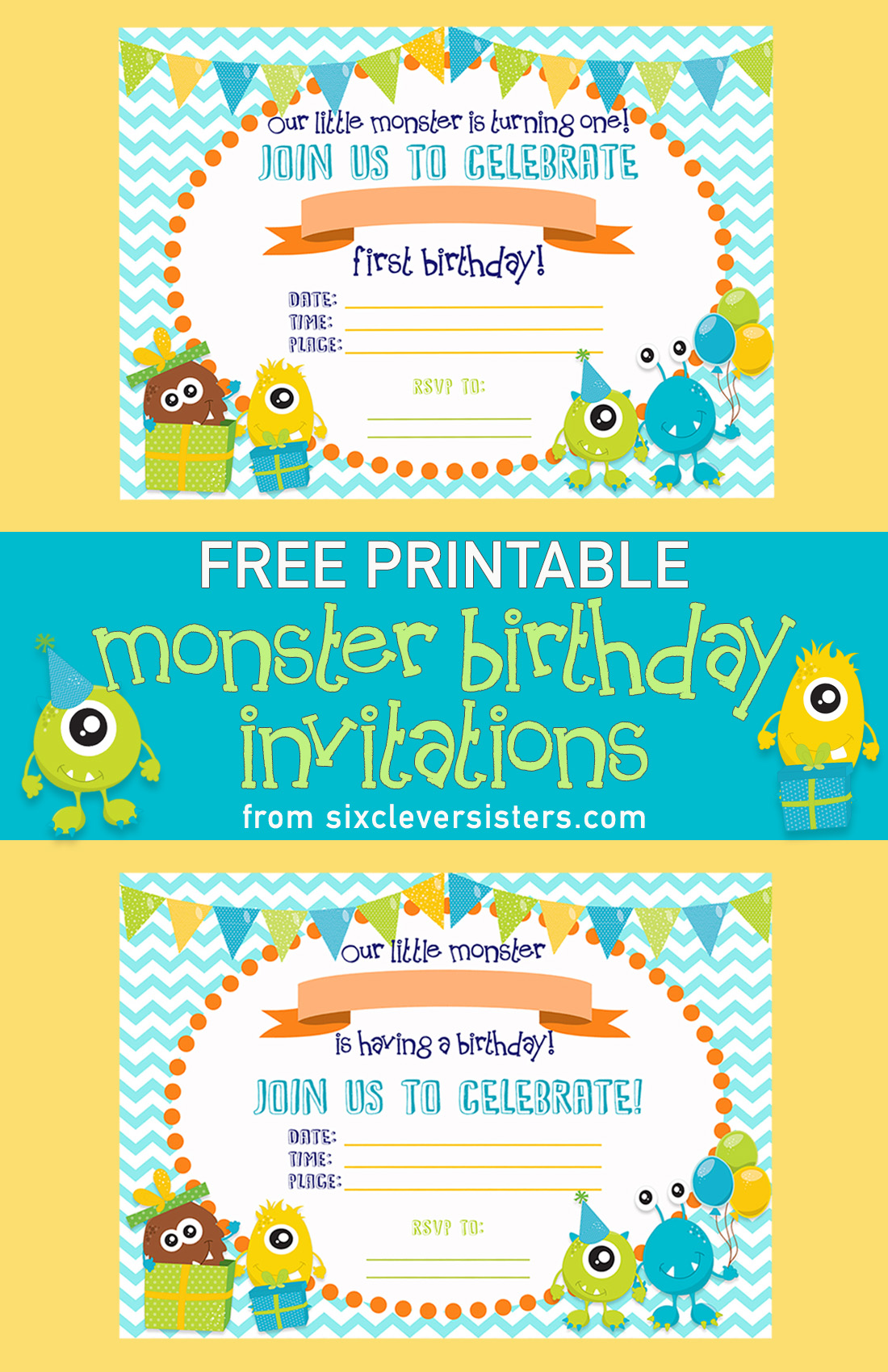 Free Monster Printable Birthday Invitations