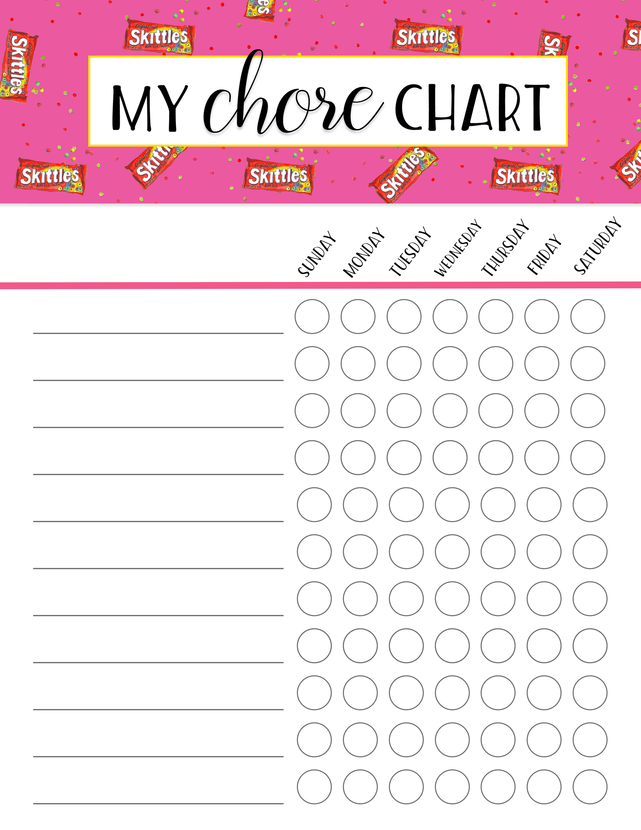 Printable Chore Charts Free