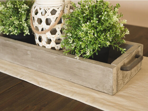 DIY Rustic Wooden Trough Centerpiece