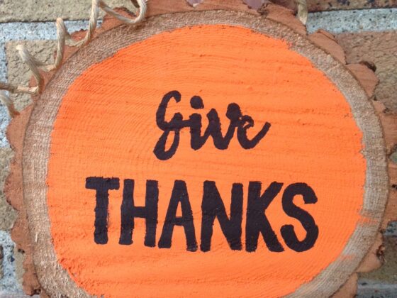 Painted Wood Slice Pumpkin