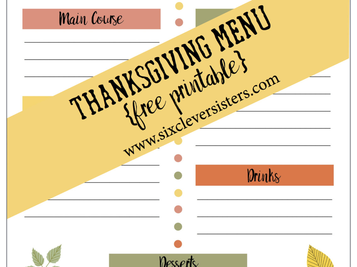 Printable Thanksgiving Menu and Shopping List