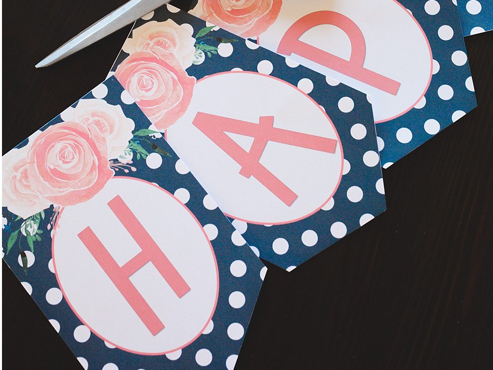 Free Printable Birthday Banner  {Navy & Coral}