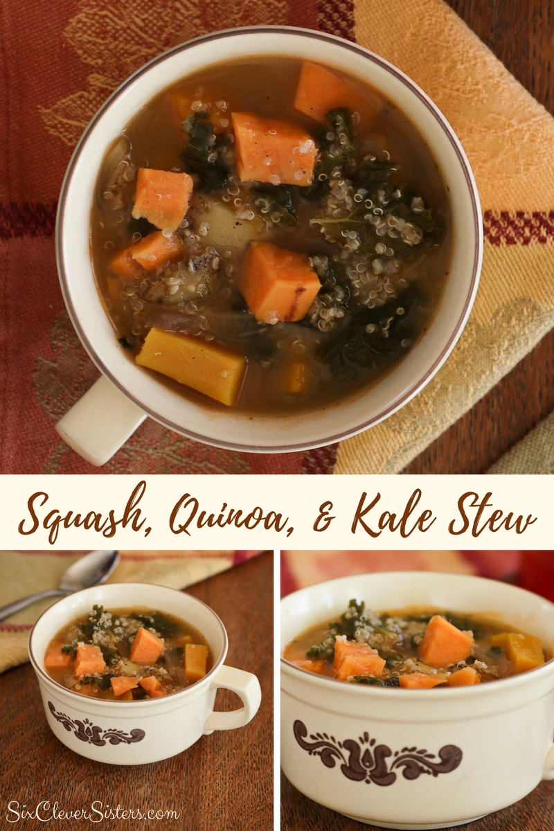 Quinoa Recipes Healthy | Quinoa | Stew Recipe | Quinoa Reicpes | Stew Recipes | Kale Recipes | Kale Soup | Visit SixCleversSisters.com for the recipe for this delicious and healthy stew!