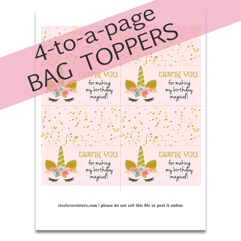 Unicorn Treat Bags (+ Free Printable) - Six Clever Sisters