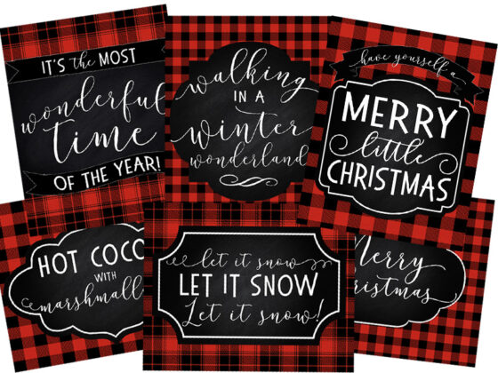 6 FREE Red Buffalo Plaid Check Christmas Printables