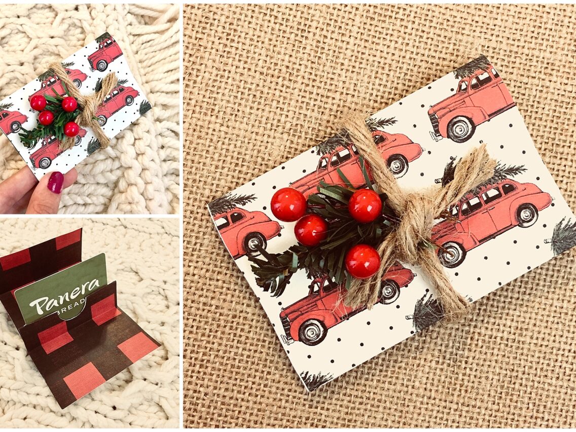 Buffalo Plaid and Christmas Tree DIY Gift Card Holder