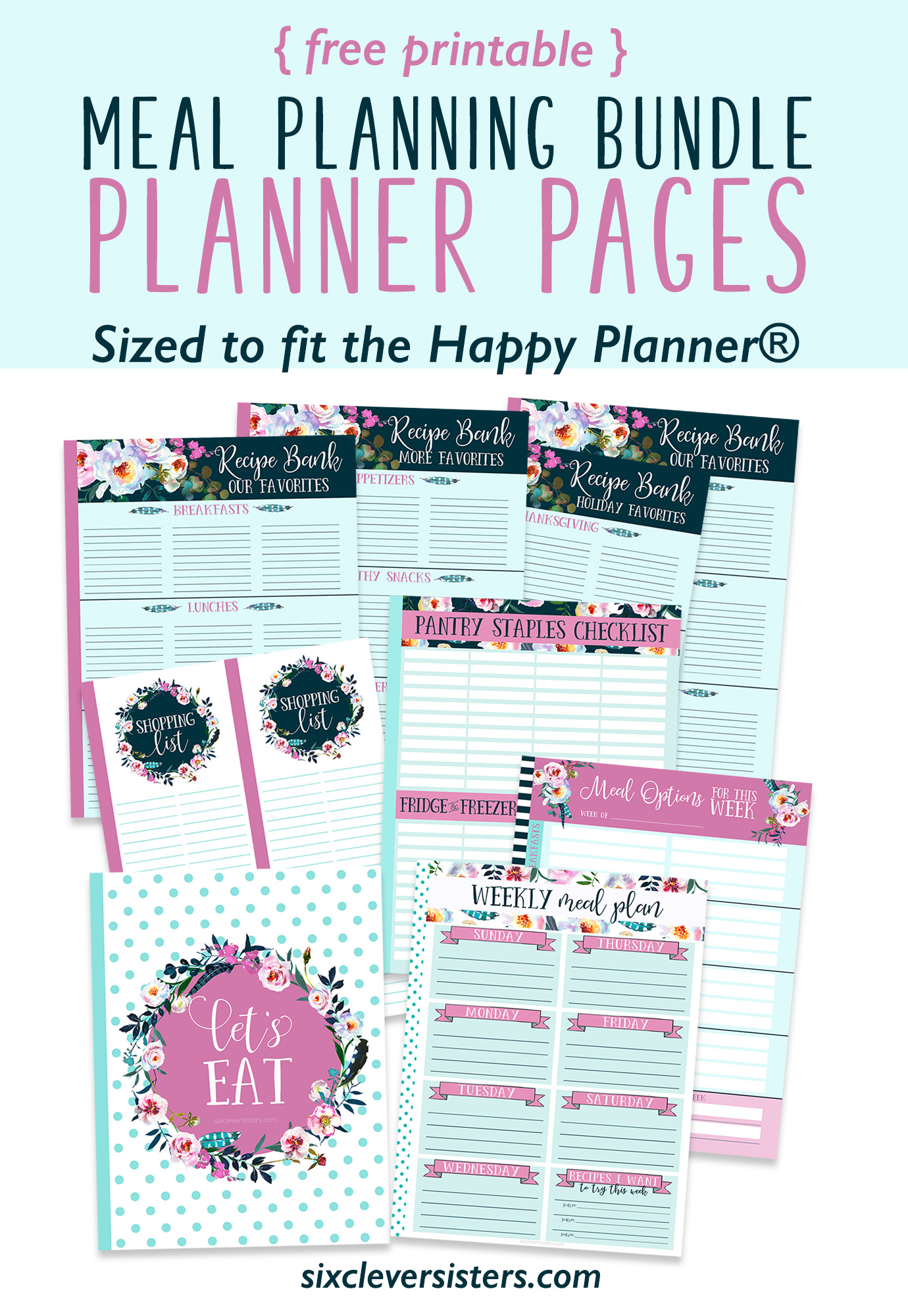 Printable Meal Planner Pages | Happy Planner Meal Planner Printable | Happy Planner Meal Planner Printable | Happy Planner Meal Planner Menu Planning | Happy Planner Recipe Planner | Happy Planner for Meal Planning | Happy Planner Weekly Meal Planner
