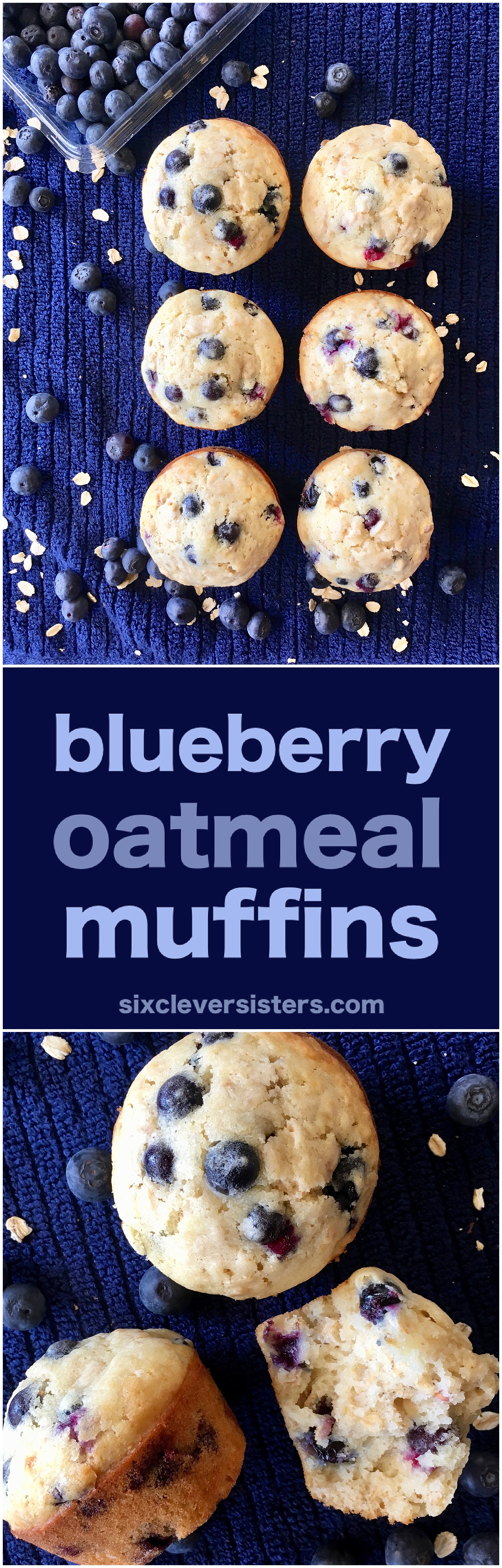 Blueberry Oatmeal Muffins | Healthy | Easy | Lactation | Recipes | Moist | Best | Muffin Recipe | Oatmeal Recipe | Breakfast Muffins | Breakfast Recipes | Freezer Meals | Six Clever Sisters