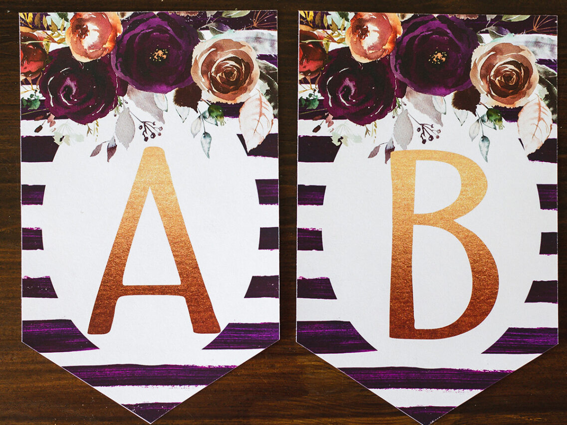 Birthday Banner Printable { PURPLE FLORAL }