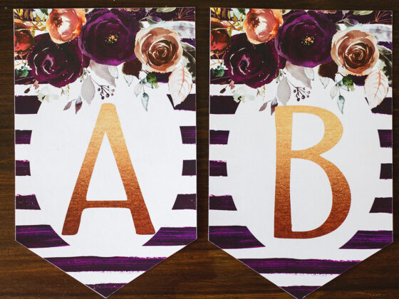 Birthday Banner Printable { PURPLE FLORAL }