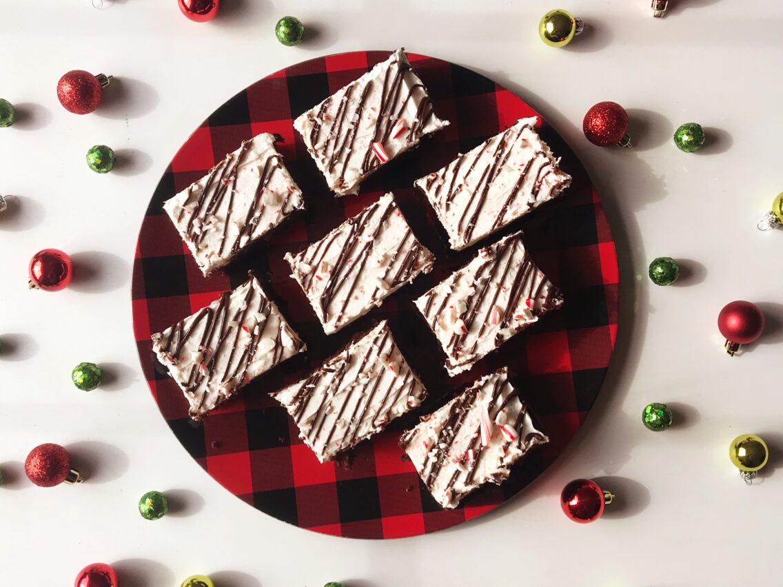 Peppermint Bark Sheet Cake