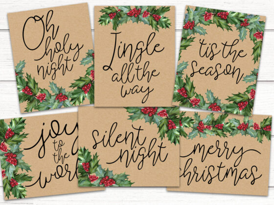Free Christmas Printables | Kraft paper and holly