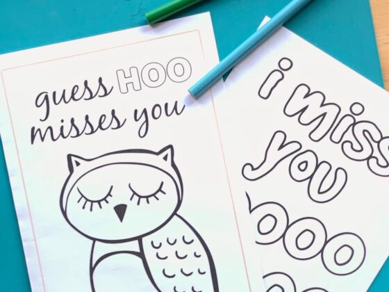 Free Printable “Miss You” Cards to Color