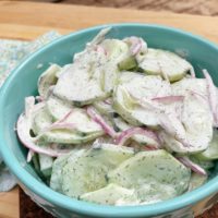 Cool & Creamy Cucumber Salad | Cucumber Side | Fresh Side | Summer Side | Summer Salad | Dill | Coleslaw | BBQ | Easy Summer Dish | Easy Side | Vegetable Side | Salad | Salad Recipe | Summer Recipe | Cook out | Six Clever Sisters