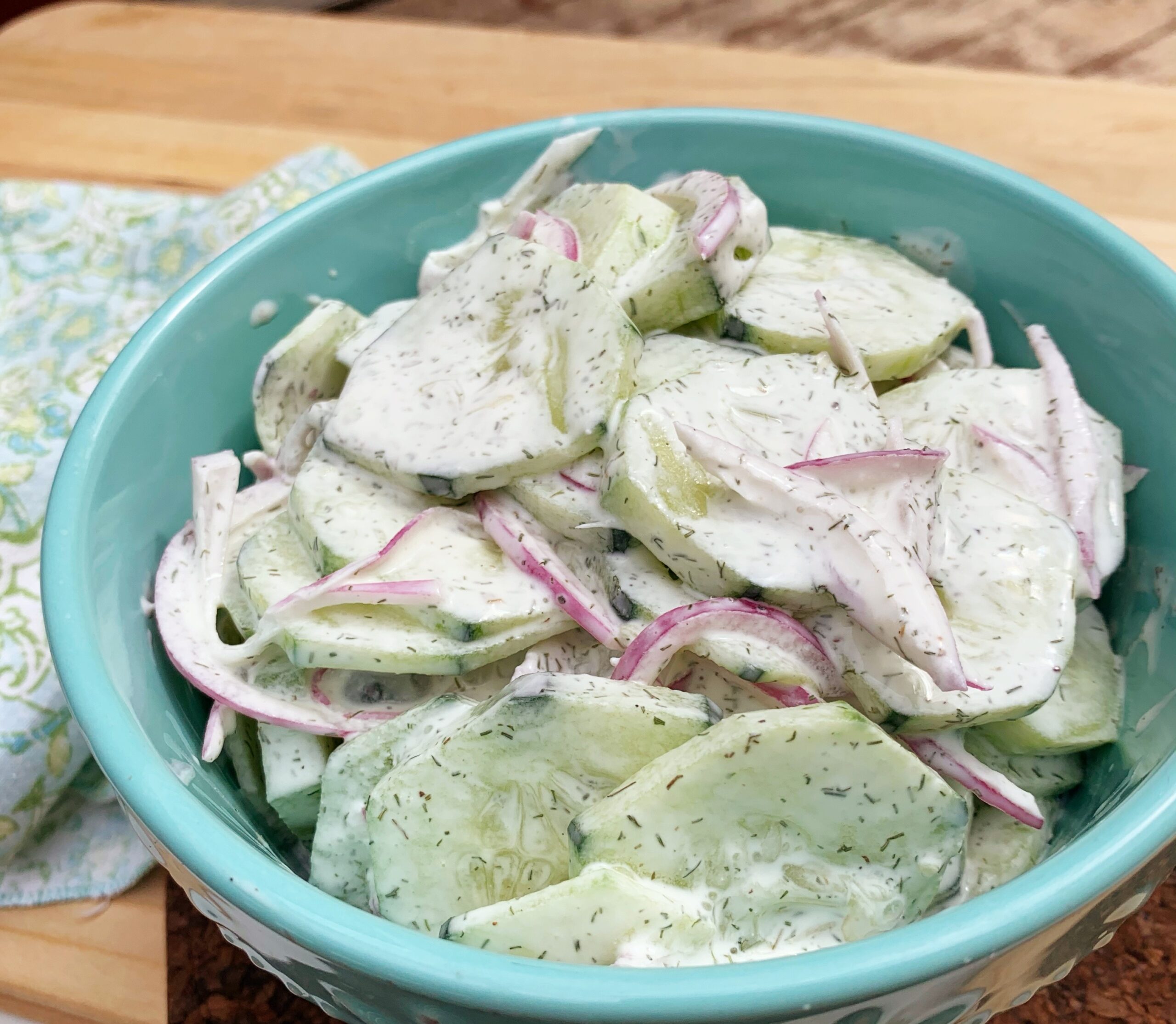 Cool & Creamy Cucumber Salad | Cucumber Side | Fresh Side | Summer Side | Summer Salad | Dill | Coleslaw | BBQ | Easy Summer Dish | Easy Side | Vegetable Side | Salad | Salad Recipe | Summer Recipe | Cook out | Six Clever Sisters