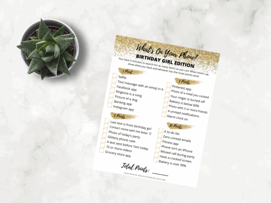 What’s On Your Phone {Free Printable Birthday Game}