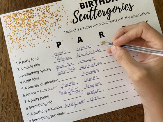 Free Printable Birthday Scattergories Game