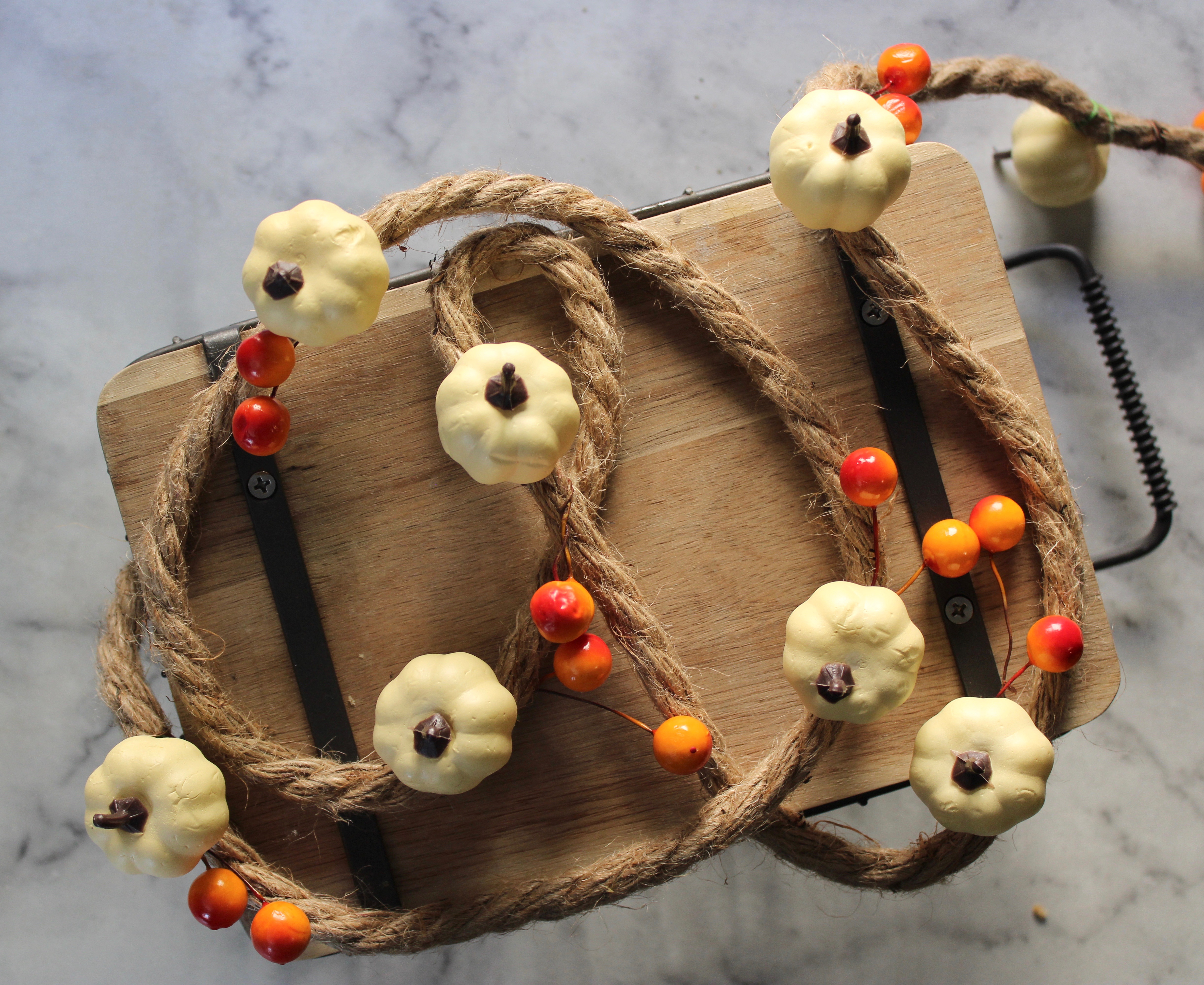 DIY Fall Decor | DIY Pumpkin | DIY Fall Garland | Fall Garland | Pumpkin Decor | Easy Fall Crafts | Easy Fall Decor DIY | Dollar Tree DIY | Six Clever Sisters