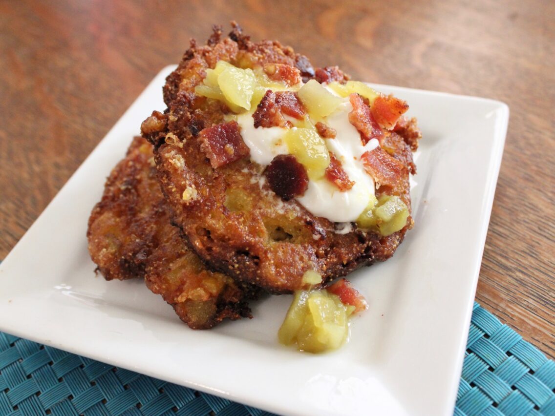 Bacon Green Chile Corn Fritters