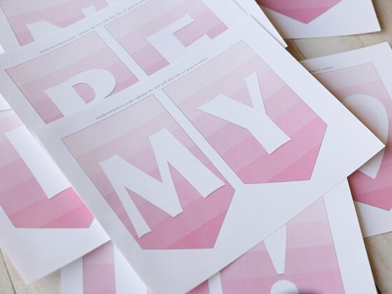 Free Printable Banner Letters – PINK OMBRE