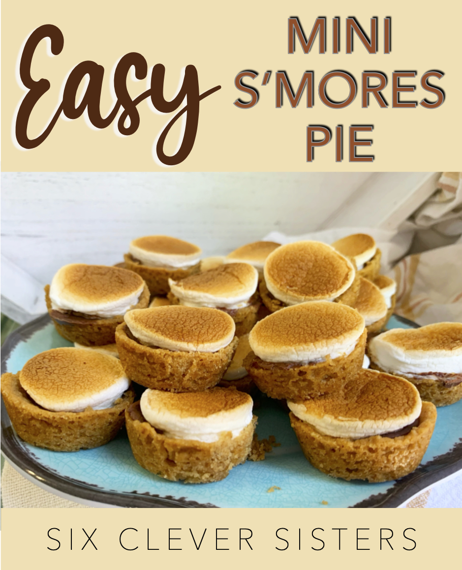 Mini S'mores Pie | Indoor S'mores | Camping | Camp Food | Party Food | Marshmallow Dessert | S'mores | Easy Dessert | Hershey's | Treat for kids | Summer | Fall | Six Clever Sisters