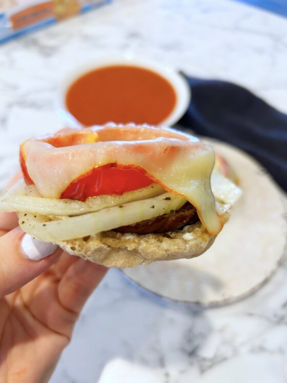 Roasted Veggie English Muffin Sandwich