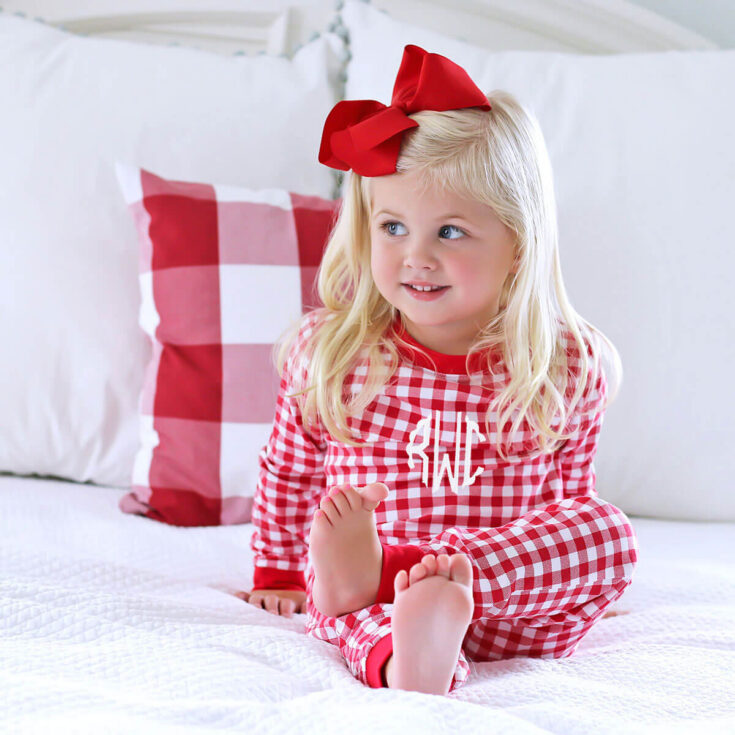 personalized christmas pjs for toddler with monogram