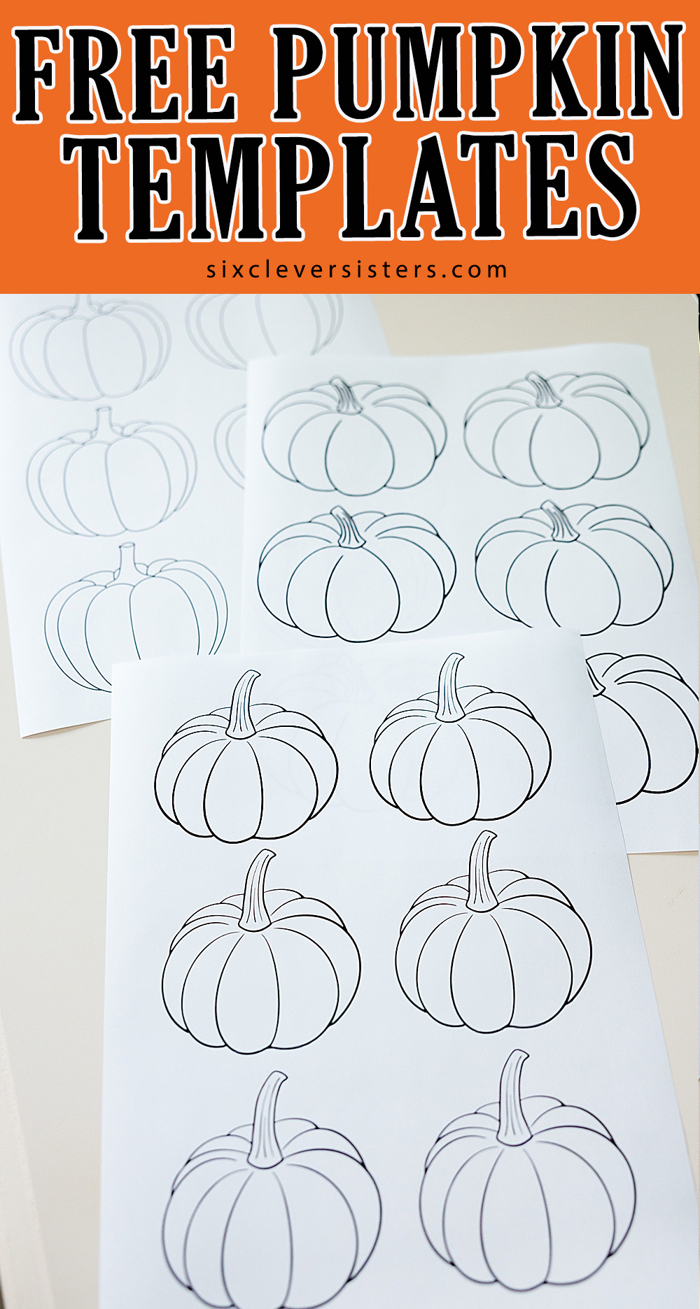 Pumpkin Templates | Outline Pumpkin | Black and White Pumpkin Templates | Large and small pumpkin outline templates free download on the Six Clever Sisters blog!