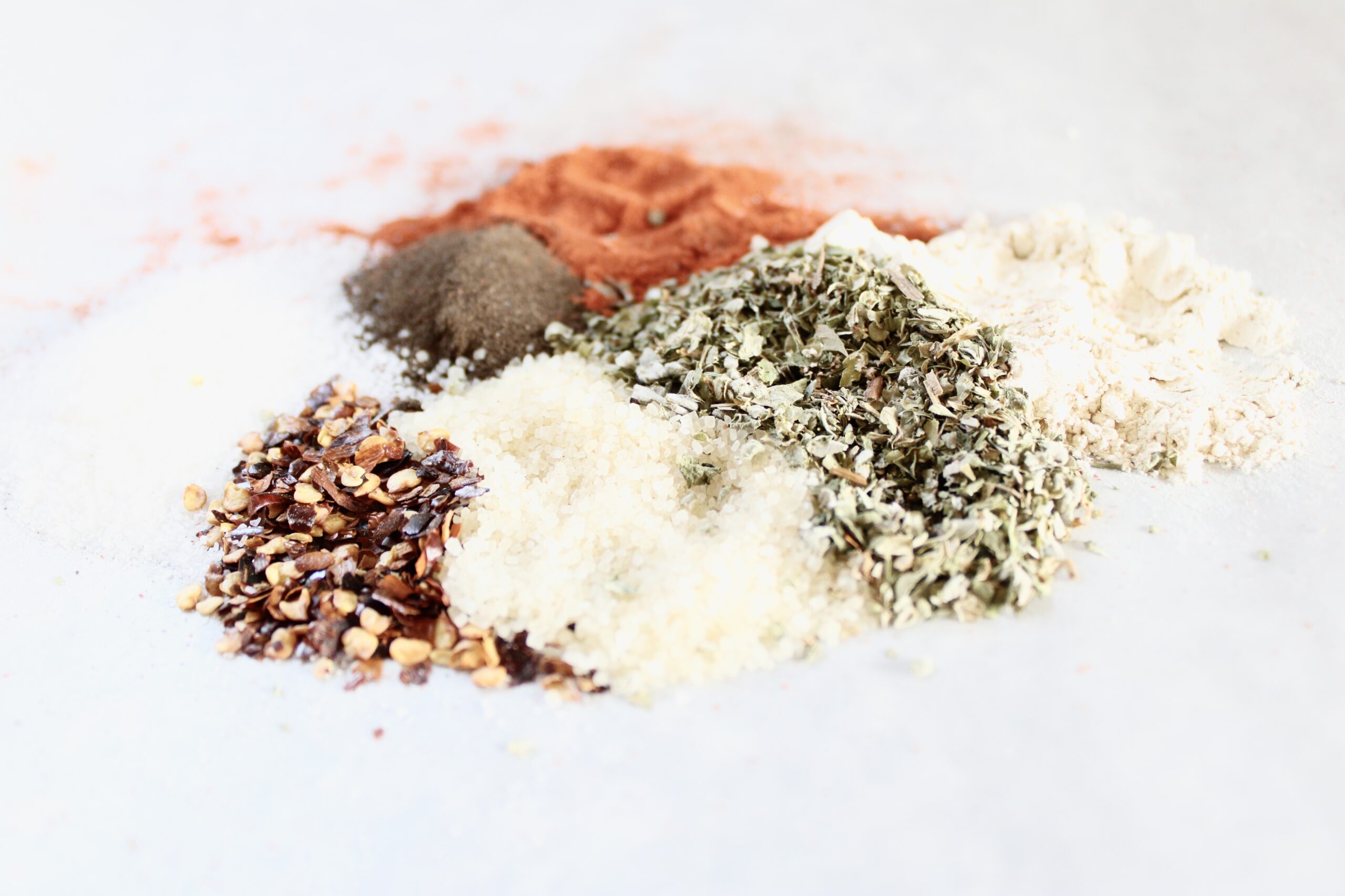 homemade steak seasoning with garlic powder, paprika, herbs, salt, pepper, and red pepper flakes