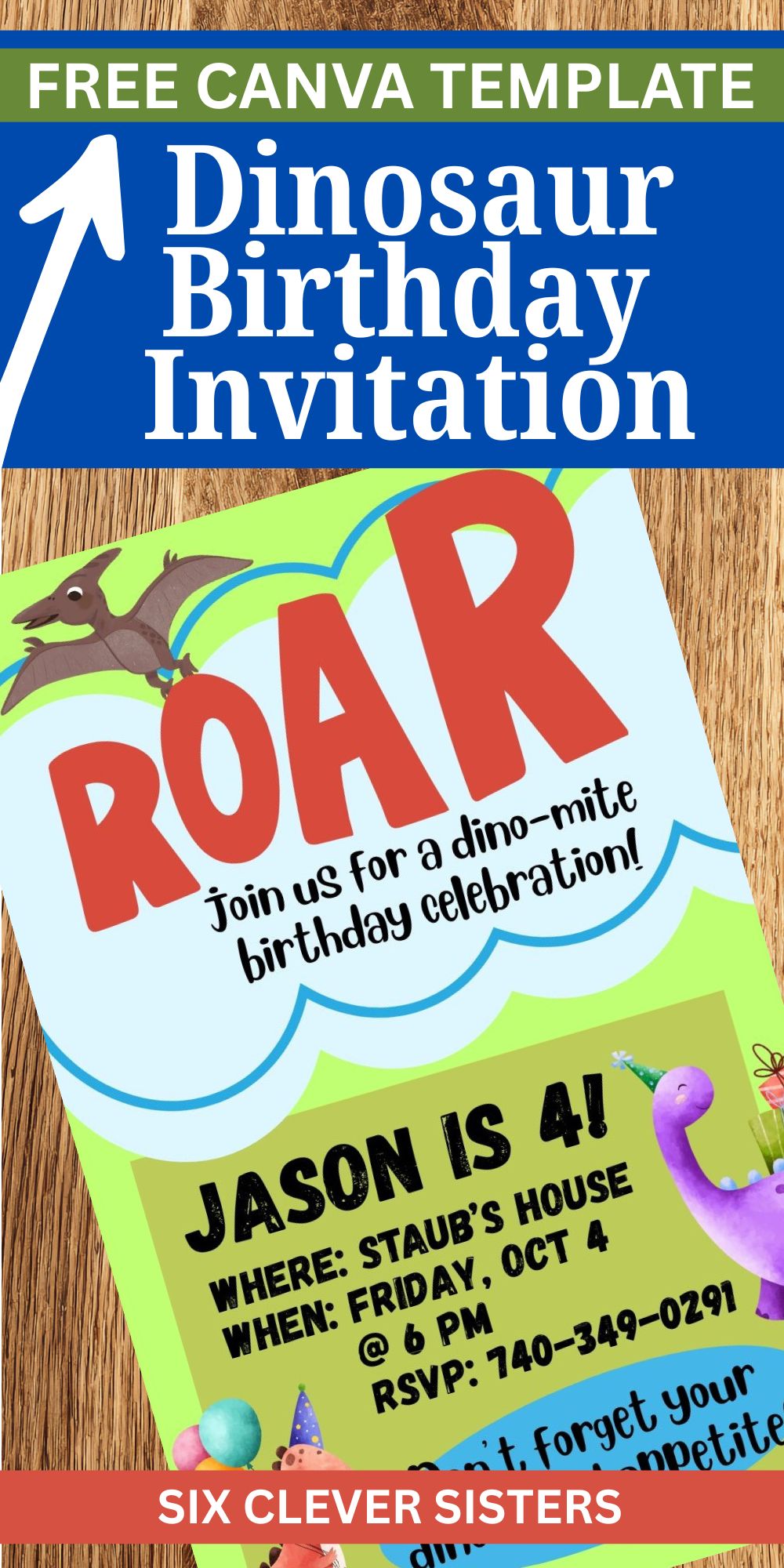 Dinosaur birthday free invitation canna