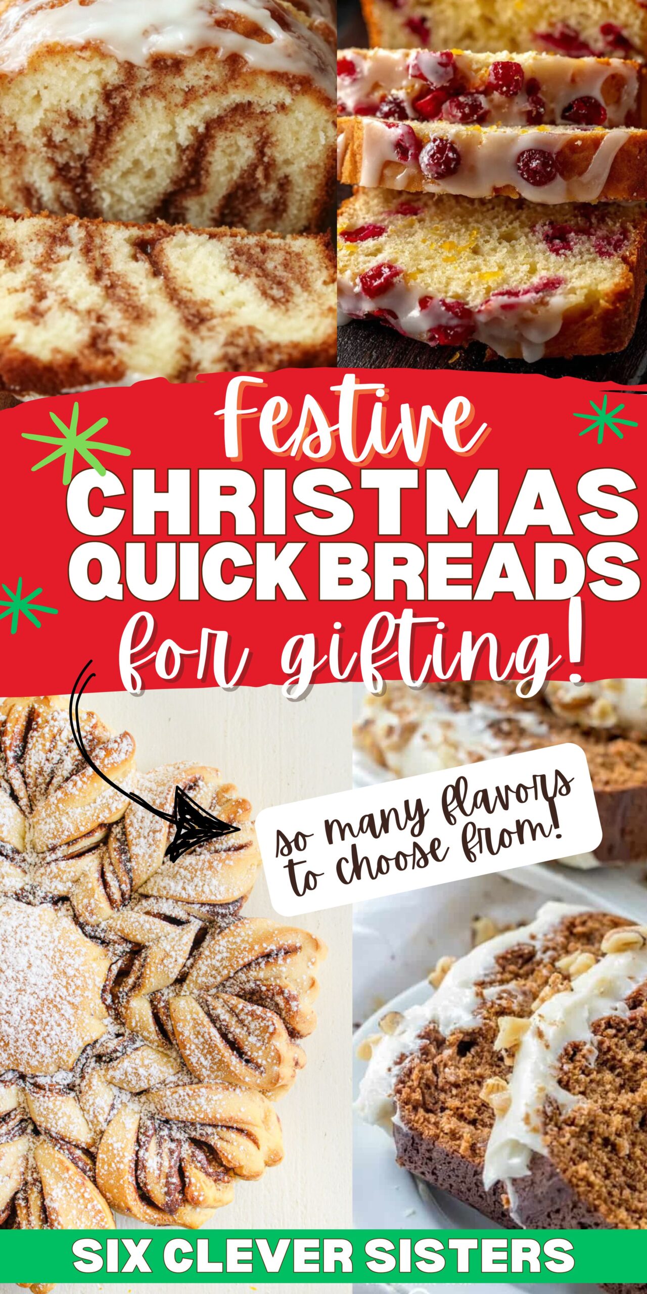 Christmas Quick Breads | Christmas Gift | DIY Gift | DIY Christmas | Christmas Breakfast | Christmas Treat | Baking | Bread | Cinnamon Roll | Six Clever Sisters