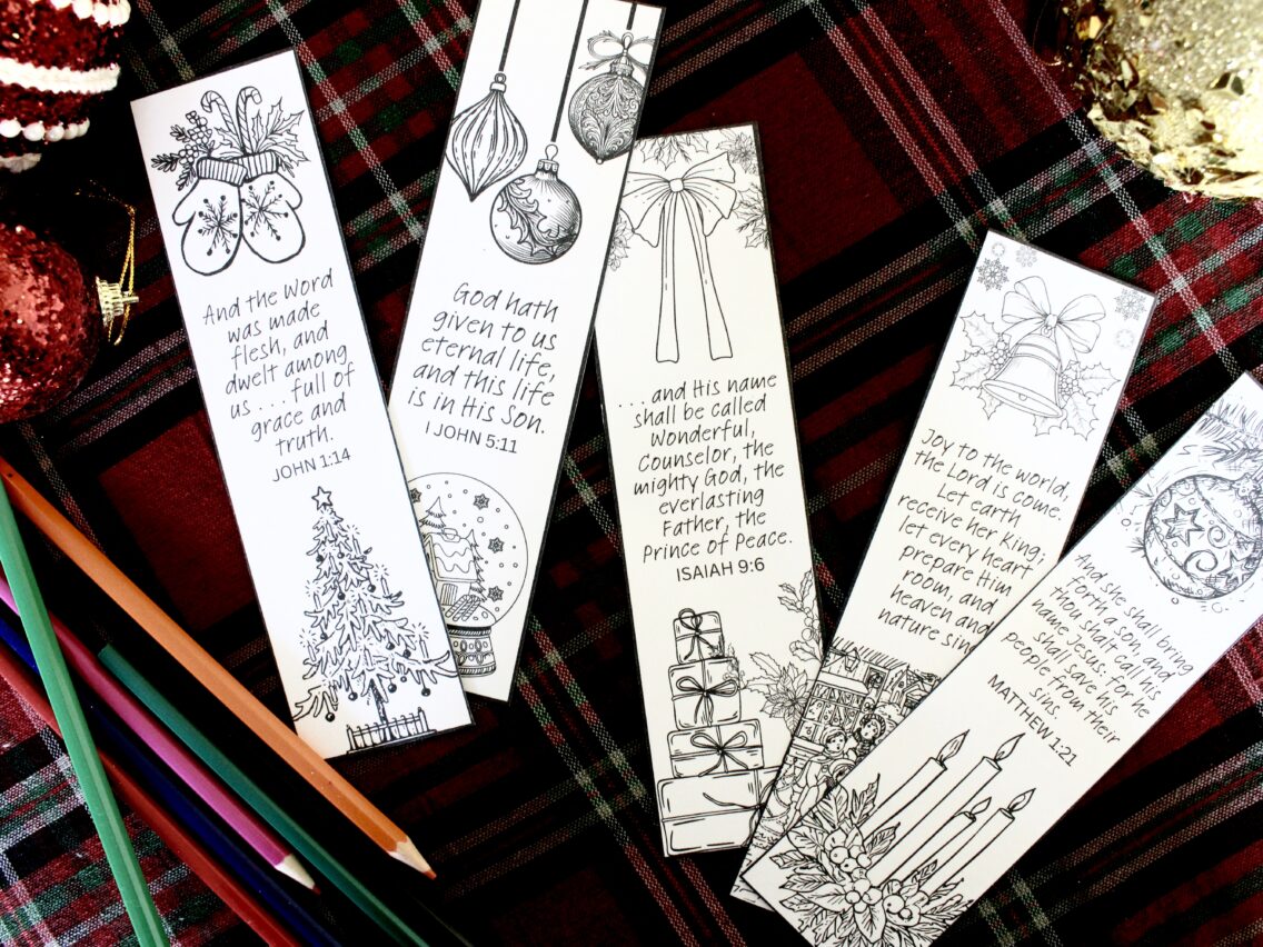 Free Printable Christmas Bookmarks to Color (5 Designs!)