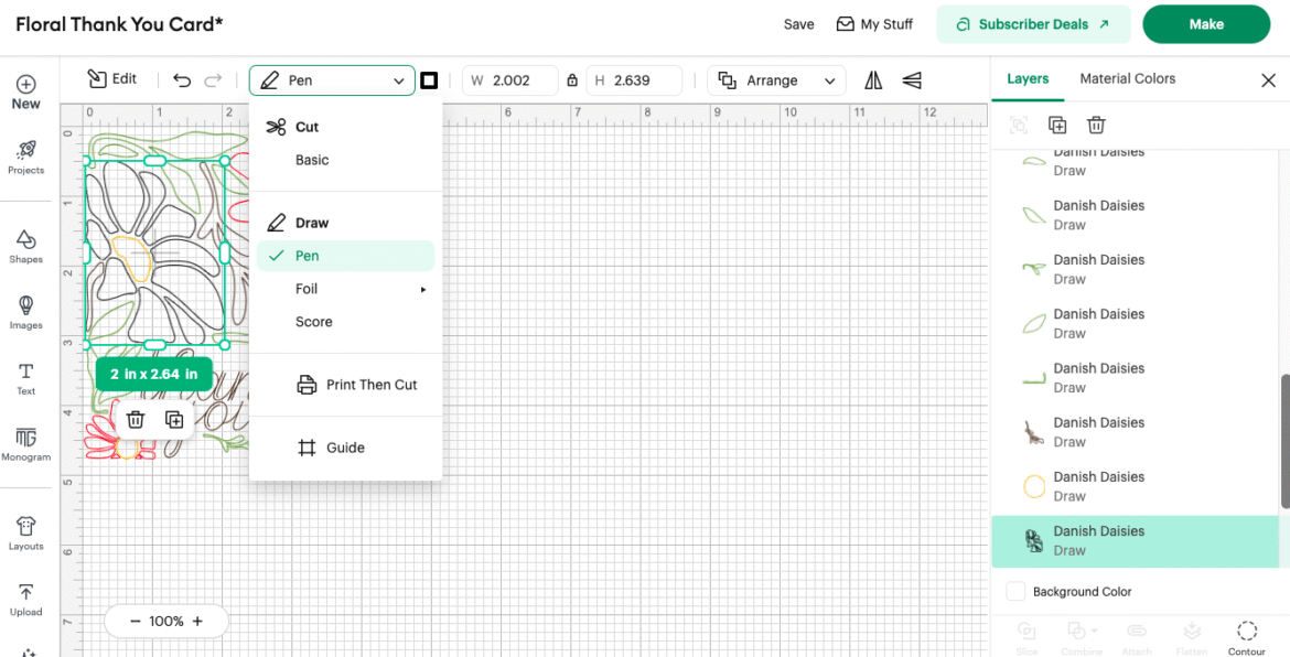 Cricut Pens Craft | How to use Writing Operation on Cricut
