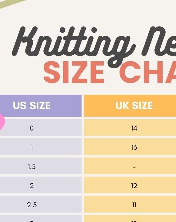 Printable Knitting Needle Size Chart All Knitters Should Own