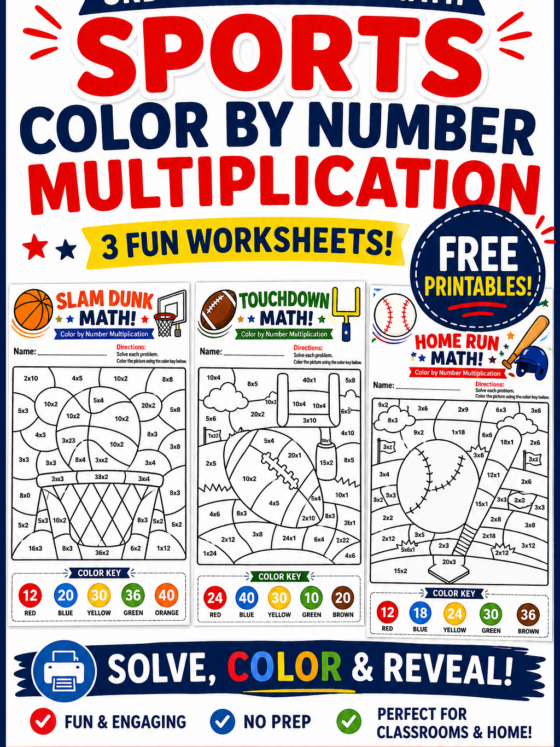 Color by Number Multiplication – Free Printables