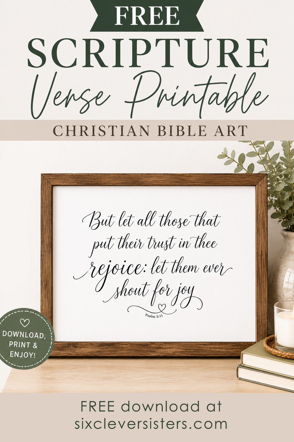 Psalm 5:11 free scripture verse printable Christian Bible wall art PDF download