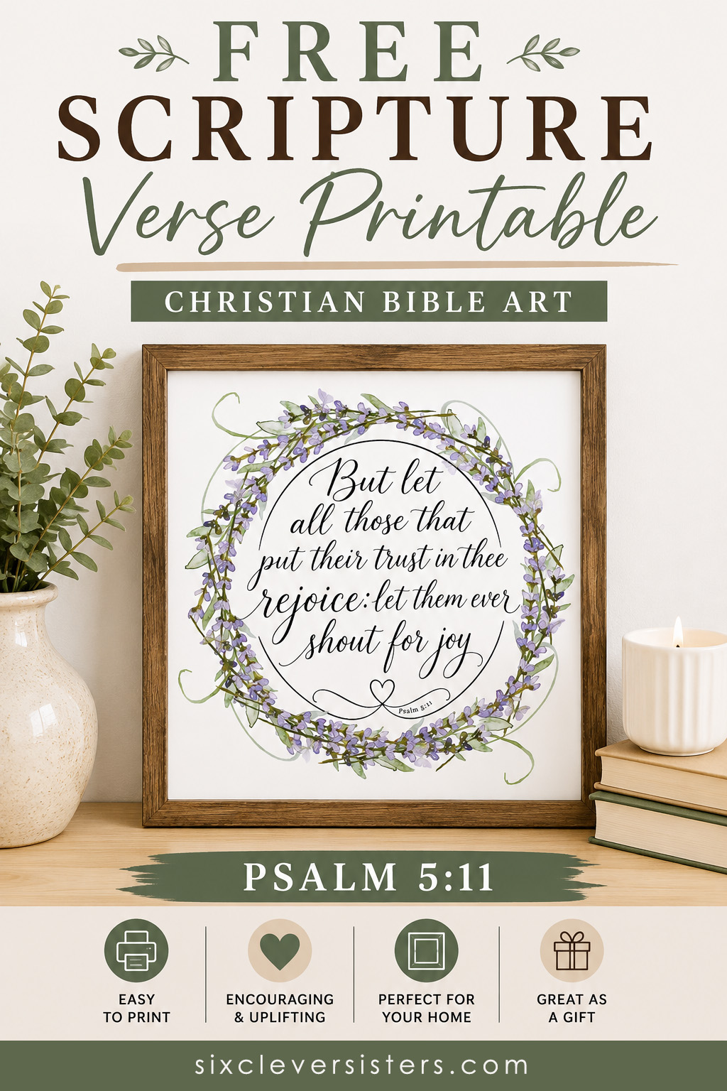 Psalm 5:11 free scripture verse printable Christian Bible wall art PDF download