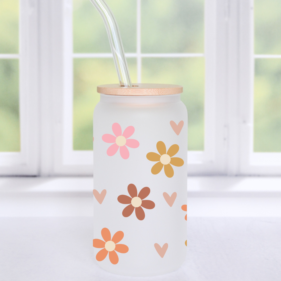 Image for Boho Daisy Libbey Glass Can Wrap
