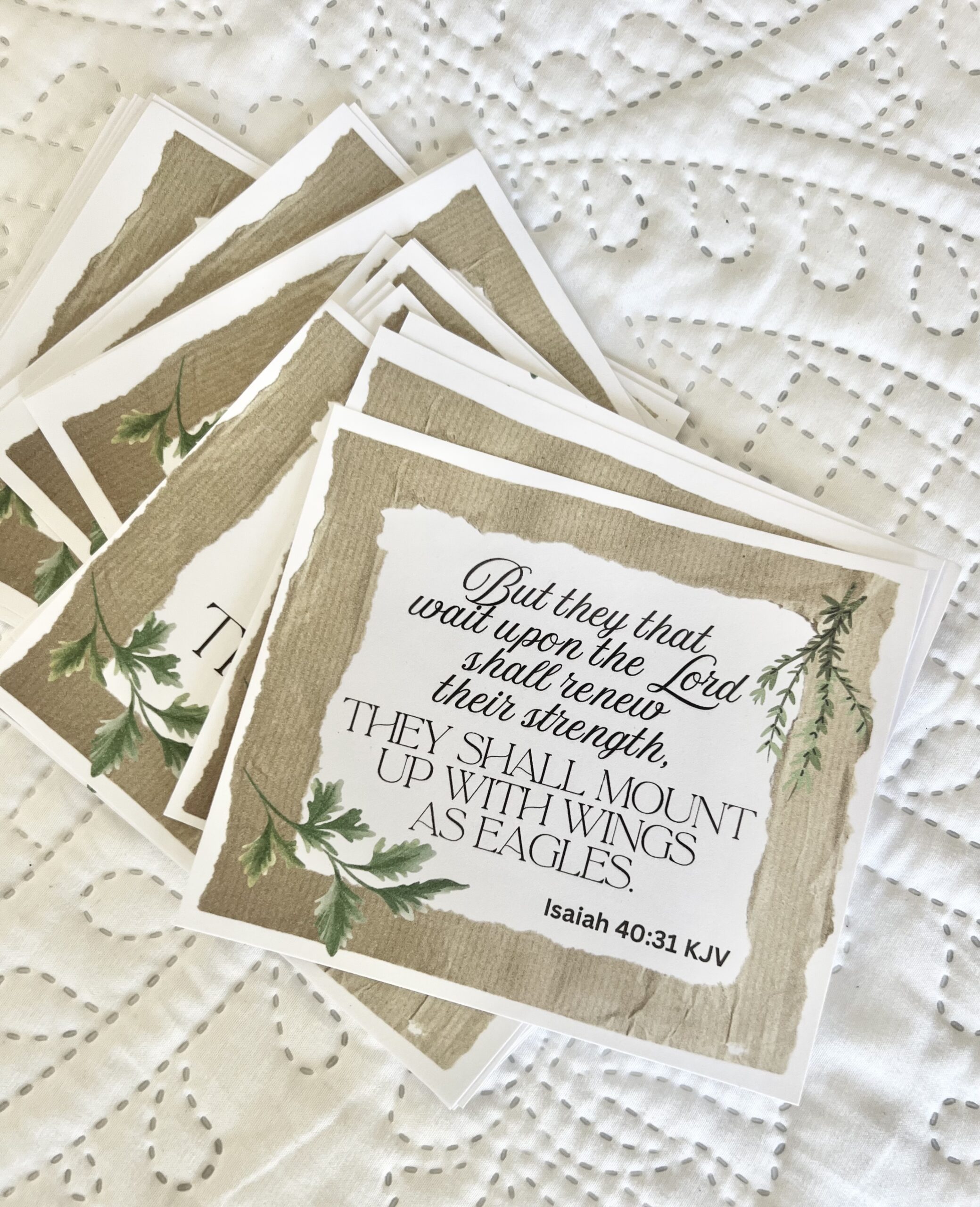 Printable King James Version Scripture cards with coordinating vintage floral designs.