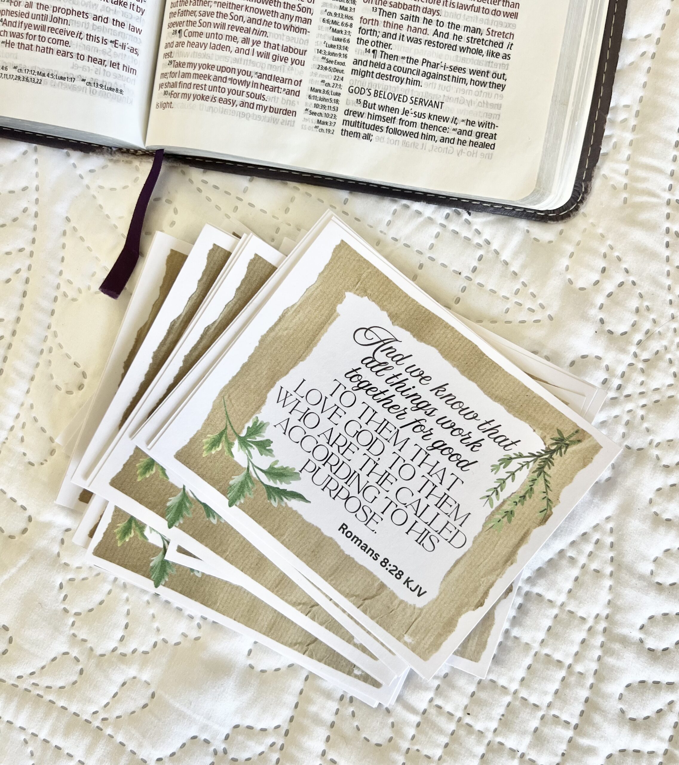 Collection of KJV Bible verse cards featuring encouraging Scriptures in a printable format.