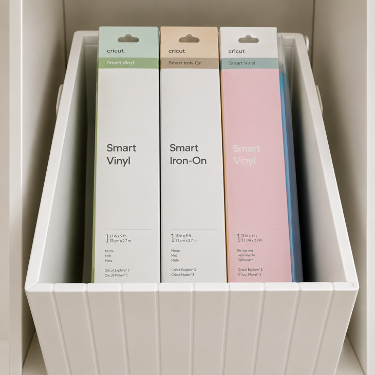 Cricut Vinyl Storage Ideas, Cricut Vinyl Organization Ideas, Cricut Vinyl Storage Solutions, Cricut Vinyl Sheet Storage Ideas, Want to organize your Cricut vinyl? Check out our storage solution ideas at Six Clever Sisters!