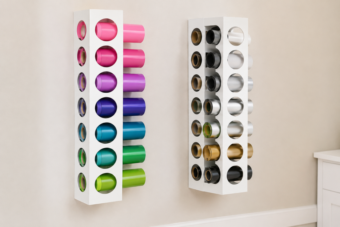 Cricut Vinyl Storage Ideas, Cricut Vinyl Organization Ideas, Cricut Vinyl Storage Solutions, Cricut Vinyl Sheet Storage Ideas, Want to organize your Cricut vinyl? Check out our storage solution ideas at Six Clever Sisters!
