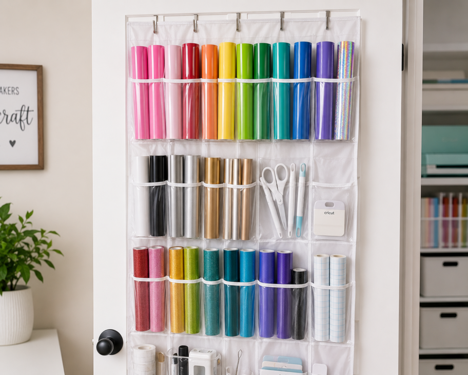 Cricut Vinyl Storage Ideas, Cricut Vinyl Organization Ideas, Cricut Vinyl Storage Solutions, Cricut Vinyl Sheet Storage Ideas, Want to organize your Cricut vinyl? Check out our storage solution ideas at Six Clever Sisters!