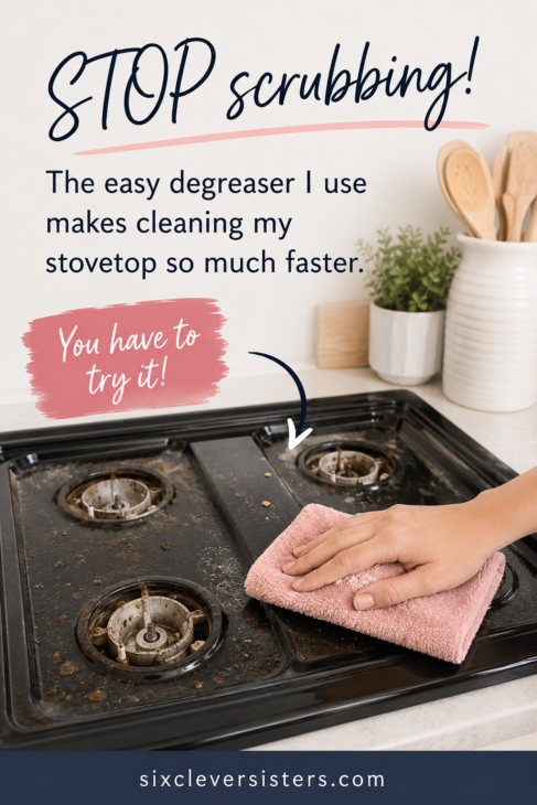Best degreaser for kitchen stove, Close-up of baked-on grease loosening on a stovetop after soaking with homemade degreaser