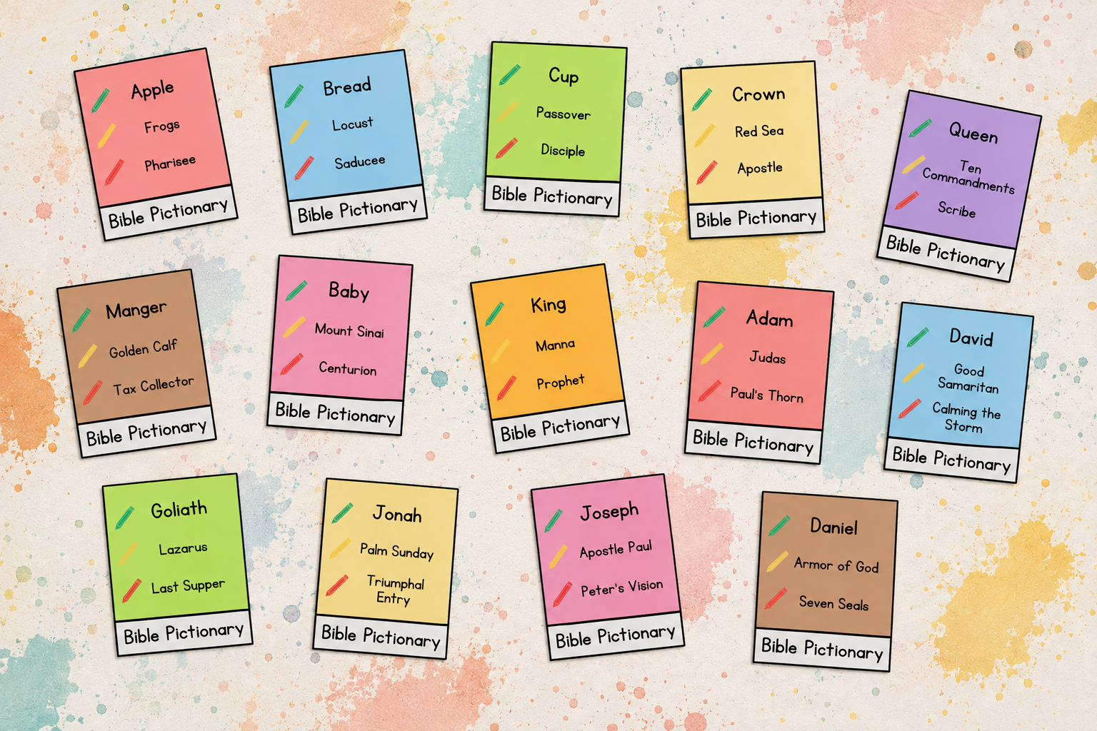 Bible Pictionary Printable Cards free, Bible game free ideas