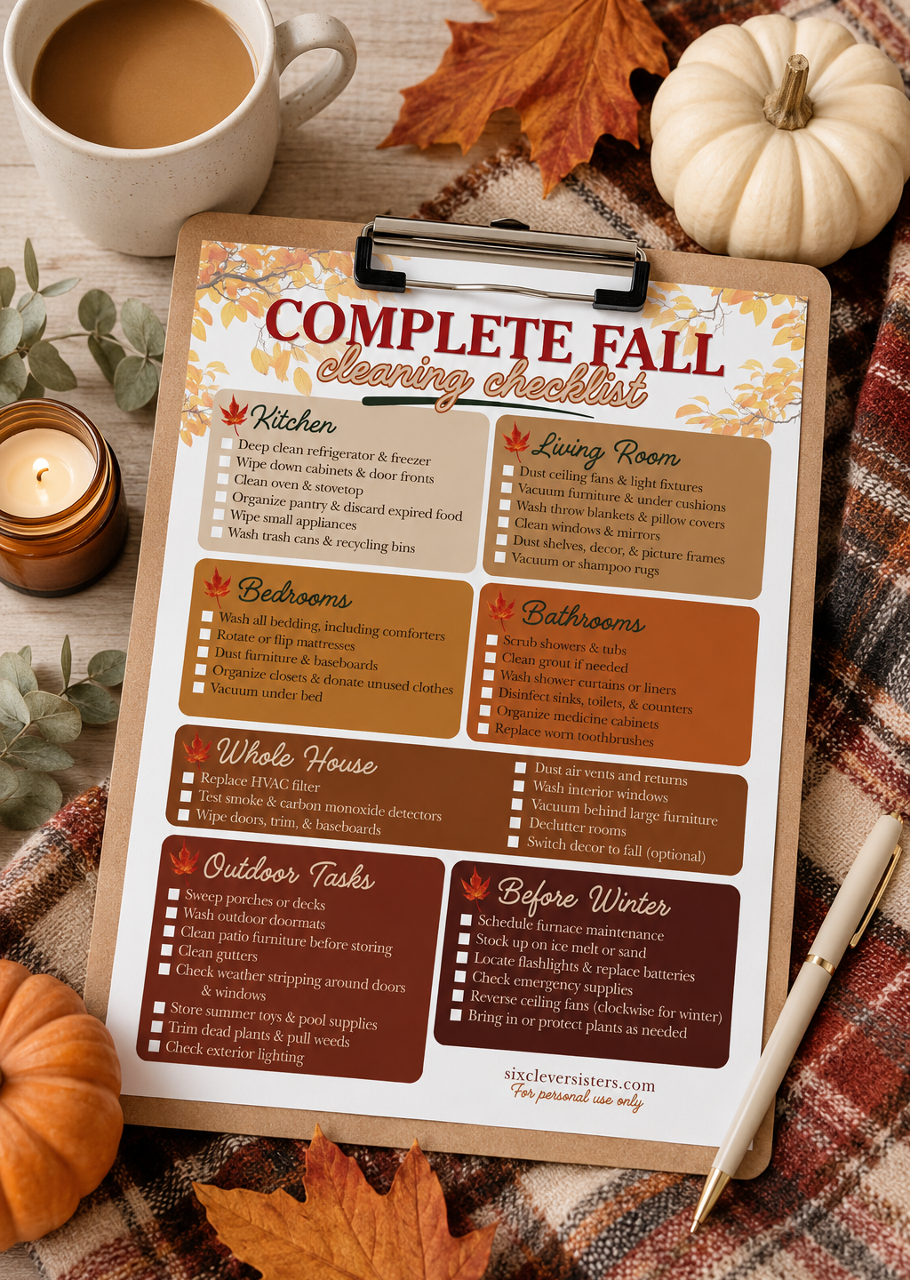 Complete Fall Cleaning Checklist (Free Printable!)