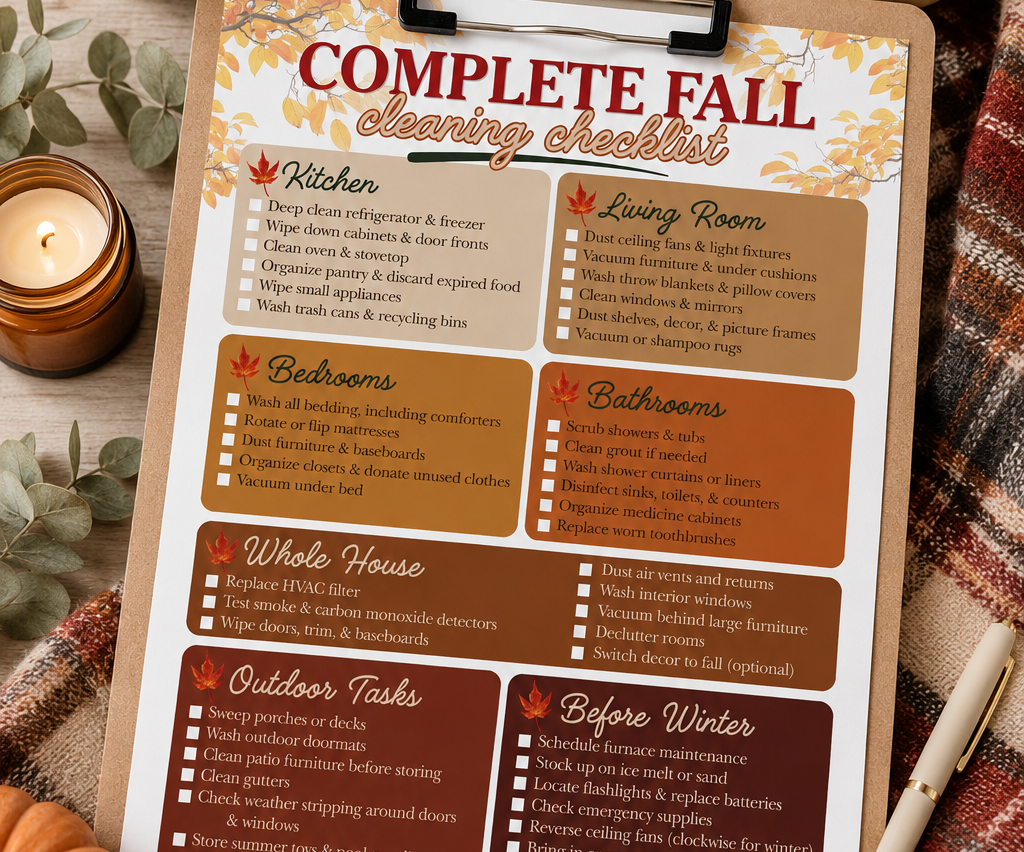 Complete Fall Cleaning Checklist (Free Printable!)