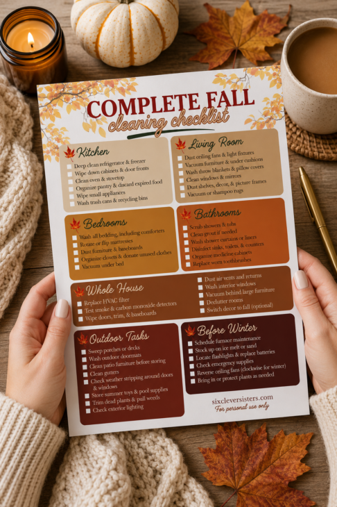 Complete Fall Cleaning Checklist Free Printable, Fall Cleaning List Free Printable, Fall Cleaning Checklist PDF, Fall Maintenance Checklist, Fall Cleanup Checklist