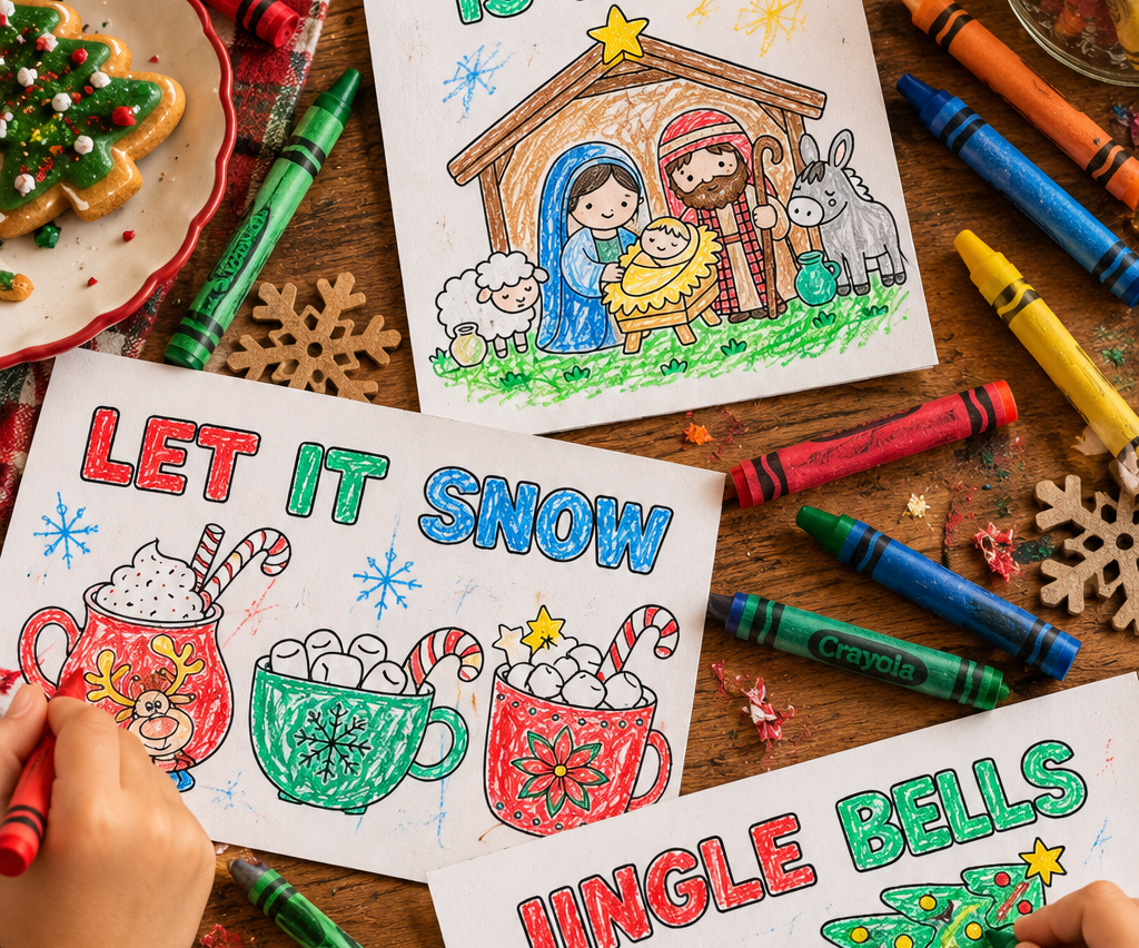 Free Printable Christmas Cards to Color for Kids!