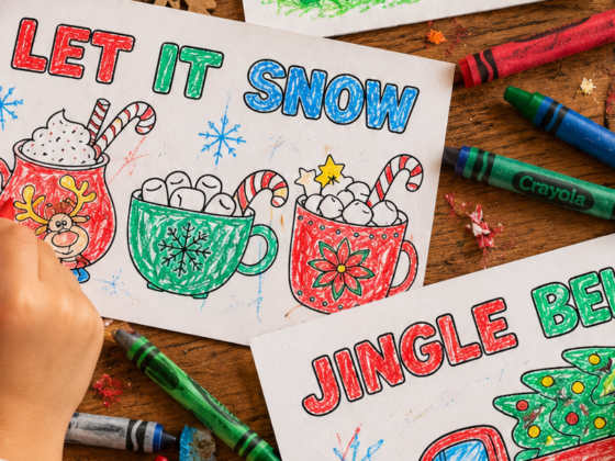 Free Printable Christmas Cards to Color for Kids!